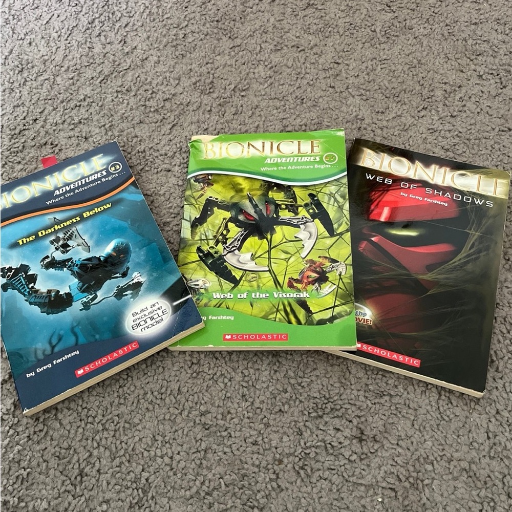 Bionicle adventures 3, 7, 9
The darkness below 
Web of the visorak
Web of shadow